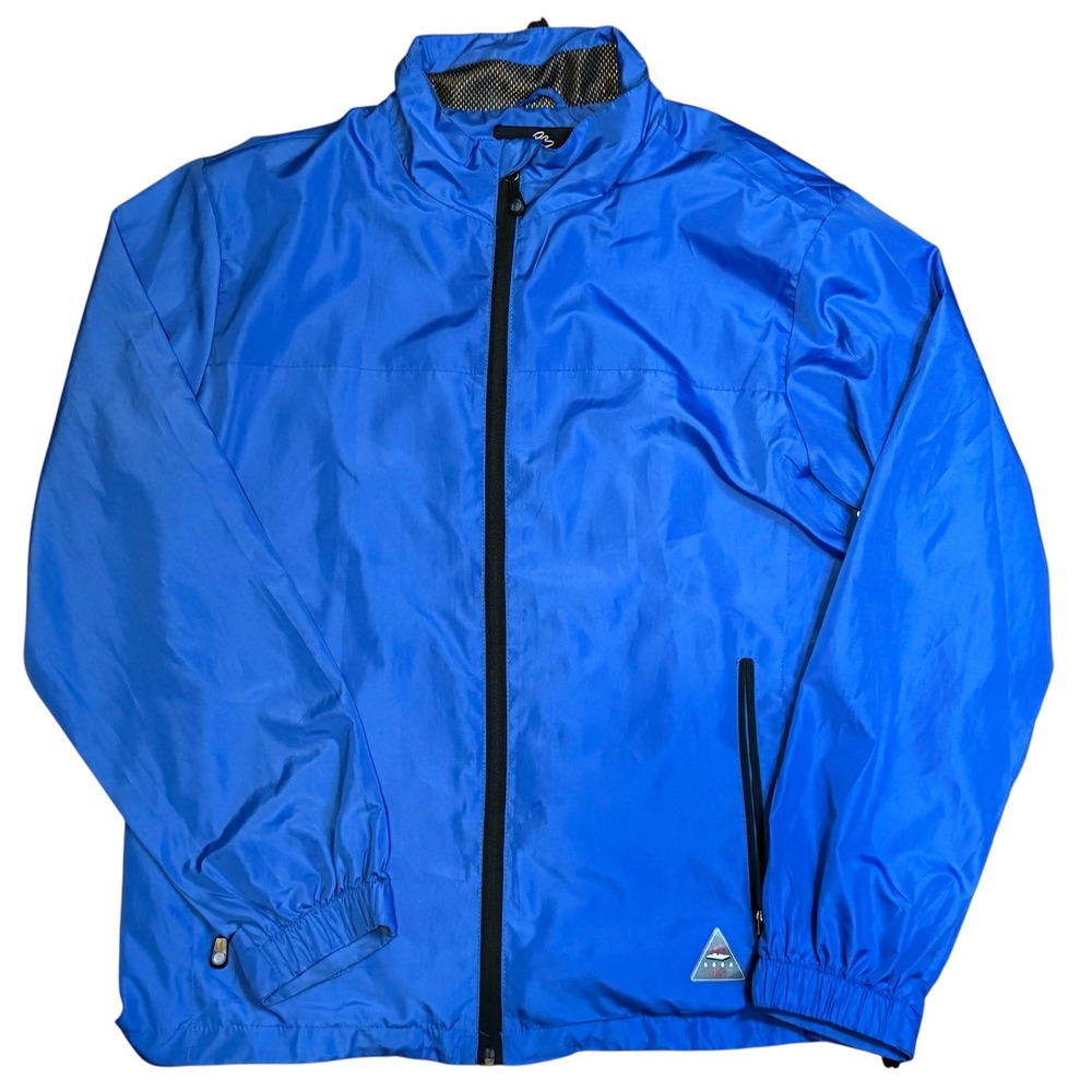 Pierre Balmain Outerwear Mens Blue Full Zip Windbreaker Jacket Mesh Lined Size F